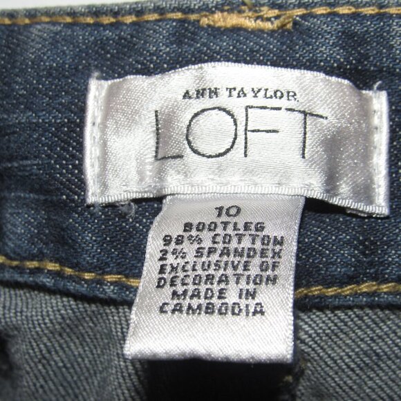 ANN TAYLOR LOFT Medium Wash Gold Embroidery Bootleg Jeans Size 10 - Picture 5 of 5